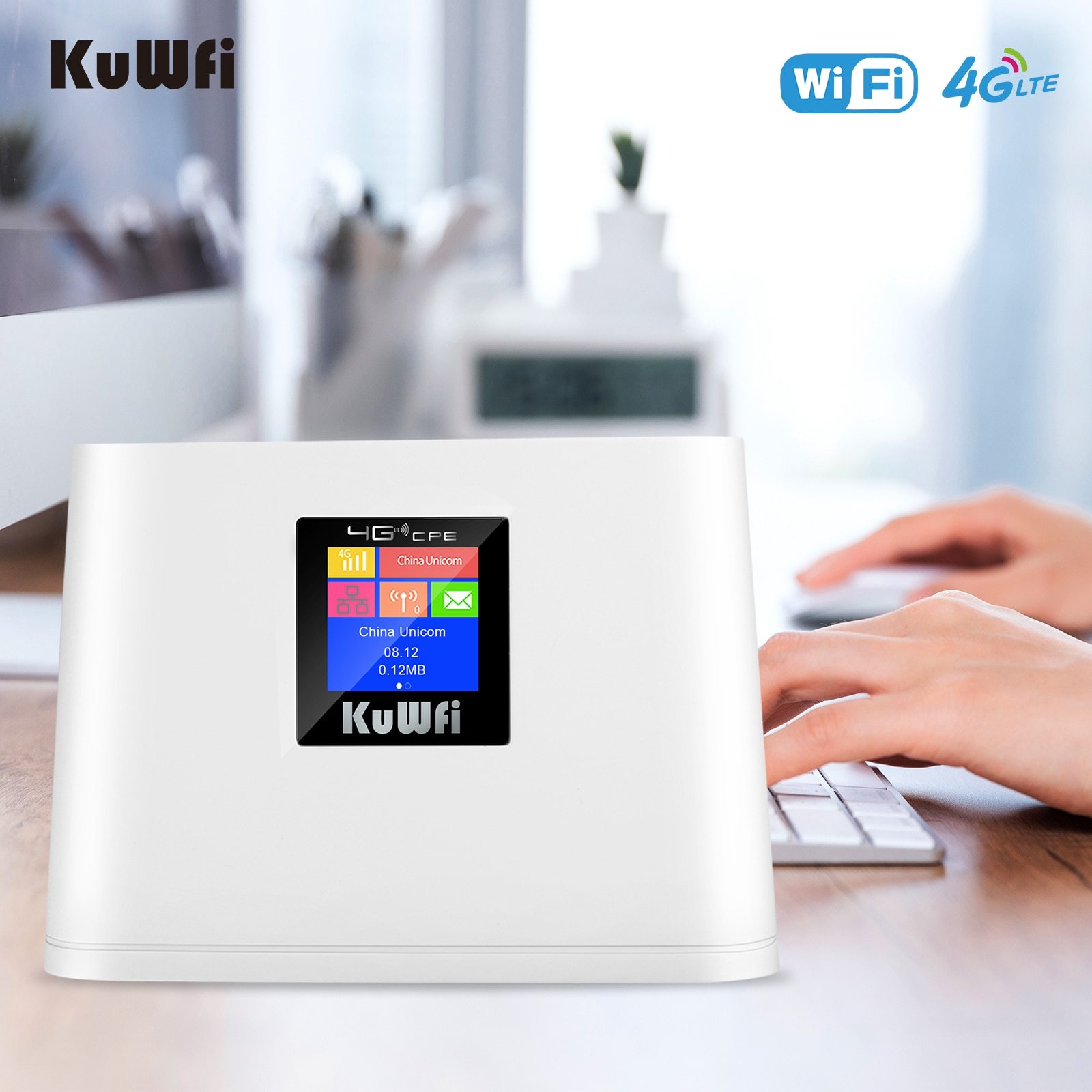 KuWFi 4G WiFi LTE Router To Wired CPE Amplifier Unlocked Modem 4G Wifi Internet Router150Mbps Wireless CPE Home Built-in Antenna
