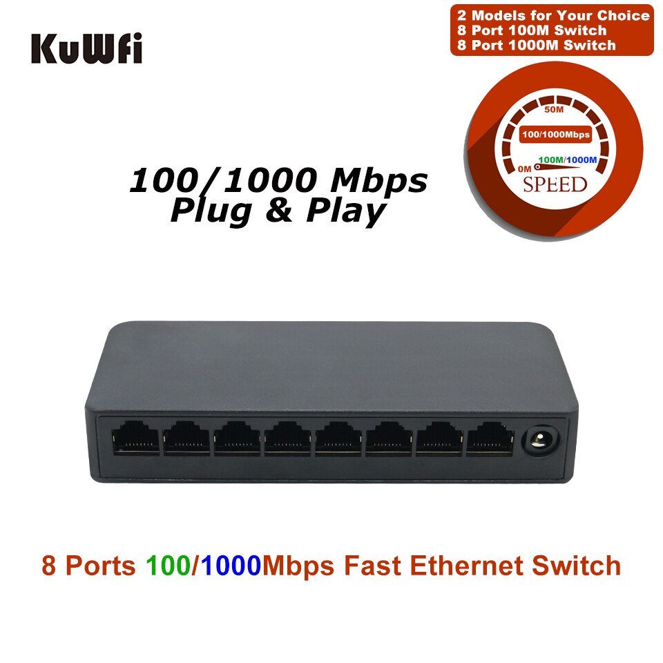 8 Port Smart Network Switch 100/1000M Fast Ethernet Gigabit Switch Desktop RJ45 LAN Hub Auto MDI/MDIX for Office Home School Net