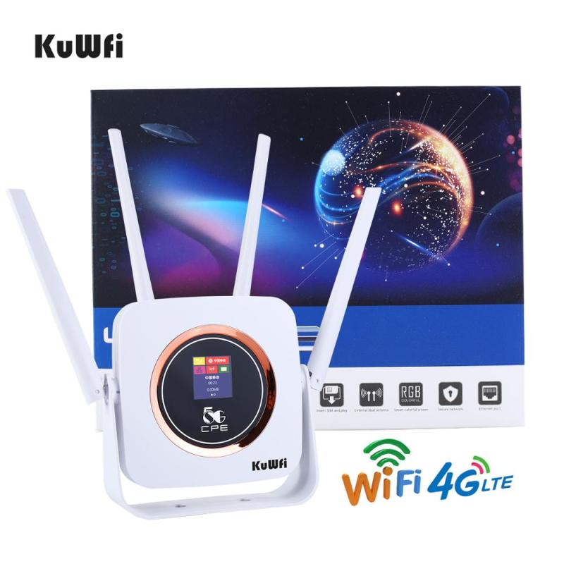 KuWFi 4G Router Cat6 300Mbps Unlocked Wireless CPE Router 4G LTE SIM Wifi Router With SIM Card Slot &amp;RJ45 Lan Port