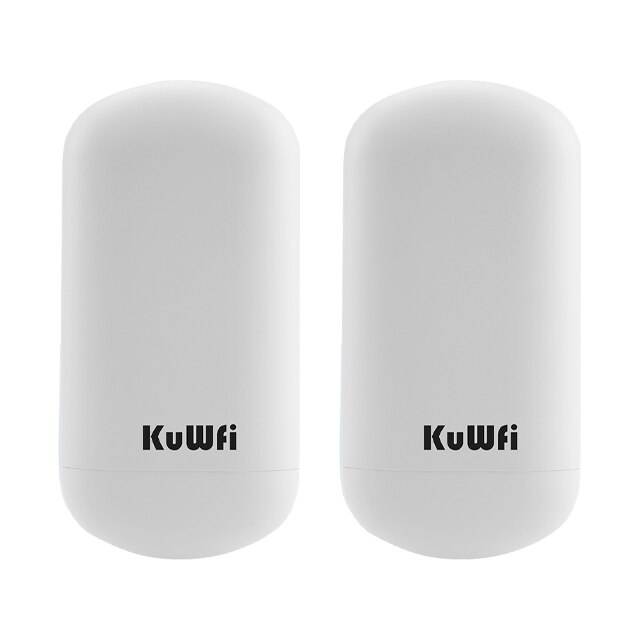 KuWFi 5.8G 450Mbps Wireless Bridge Outdoor Router CPE Point to Point 1-2KM Long Range Access With 8dbi Antenna 24V POE Adapter