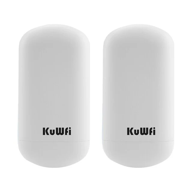 KuWFi 5.8G 450Mbps Wireless Bridge Outdoor Router CPE Point to Point 1-2KM Long Range Access With 8dbi Antenna 24V POE Adapter