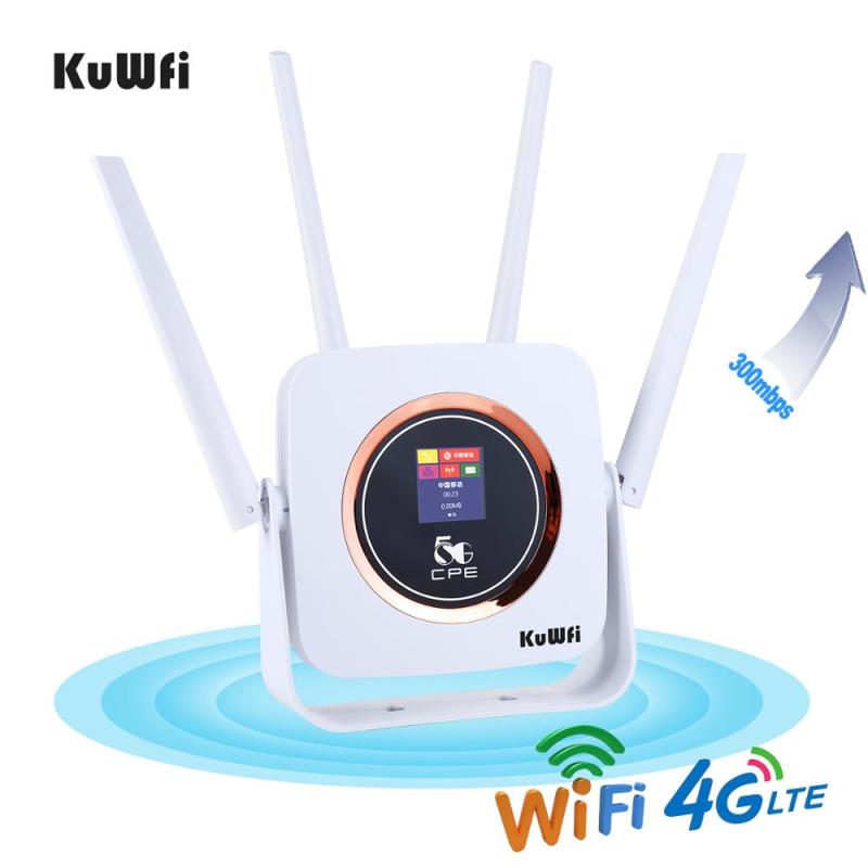 KuWFi 4G Router Cat6 300Mbps Unlocked Wireless CPE Router 4G LTE SIM Wifi Router With SIM Card Slot &amp;RJ45 Lan Port