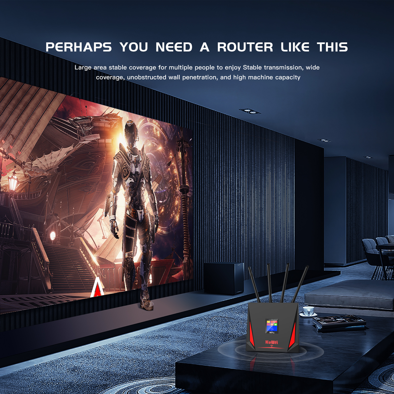 KuWFi 4G LTE Router 150Mbps Wireless Router 3G 4G SIM Wifi Router with RJ45 WAN LAN Port 4x High Gain External Antennas