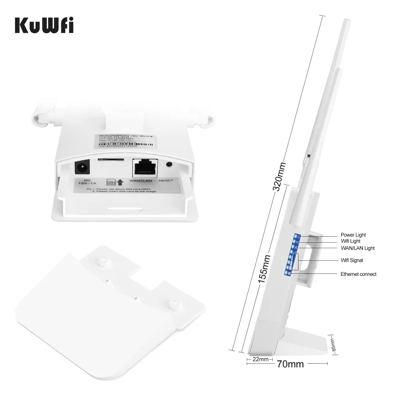KuWFi 4G Outdoor Router 4G LTE SIM Card WiFi Router Waterproof Support Port Mapping DMZ Setting For 48V POE Switch POE Camera