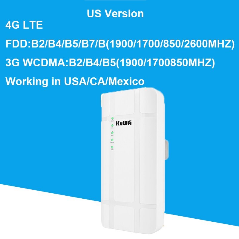 KuWFi Outdoor 4G LTE Router High Power 300Mbps Wireless CPE Router CAT4 Wi-fi Router with 24V POE Adapter for IP Camera