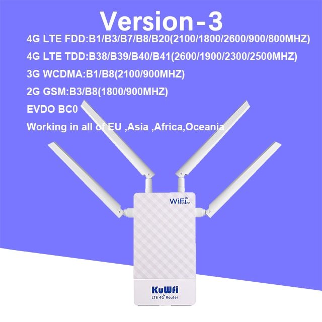 KuWFi 4G Outdoor Router 4G LTE SIM Card WiFi Router Waterproof Support Port Mapping DMZ Setting For 48V POE Switch POE Camera