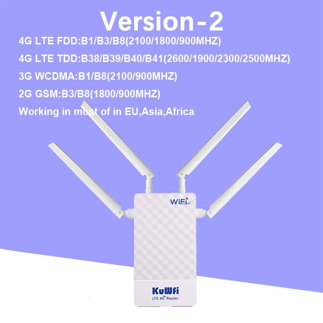 KuWFi 4G Outdoor Router 4G LTE SIM Card WiFi Router Waterproof Support Port Mapping DMZ Setting For 48V POE Switch POE Camera