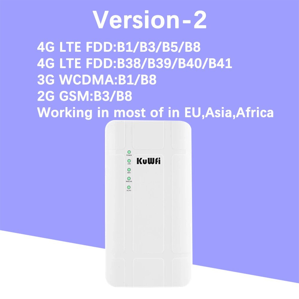 KuWFi Outdoor 4G LTE Router High Power 300Mbps Wireless CPE Router CAT4 Wi-fi Router with 24V POE Adapter for IP Camera