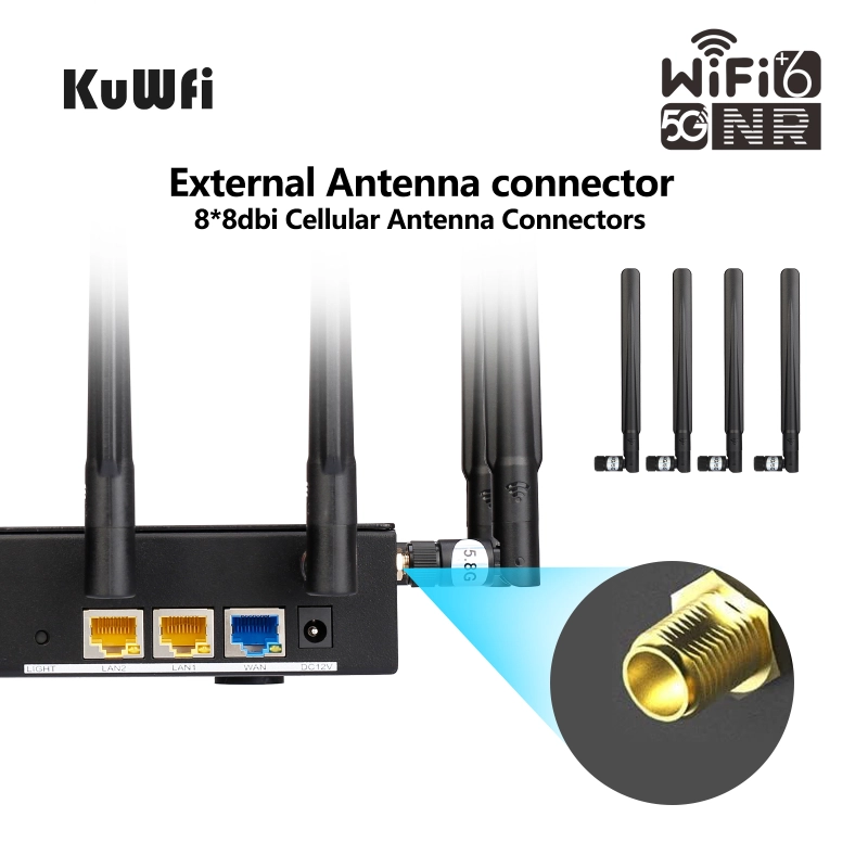 KuWFi 5G CPE WiFi Router 3000Mbps dual band 2.4G 5.8G NSA SA Cellular Unlocked 5G Router with SIM Card Dual Band Wi-Fi 6 Router Gigabit LAN Port