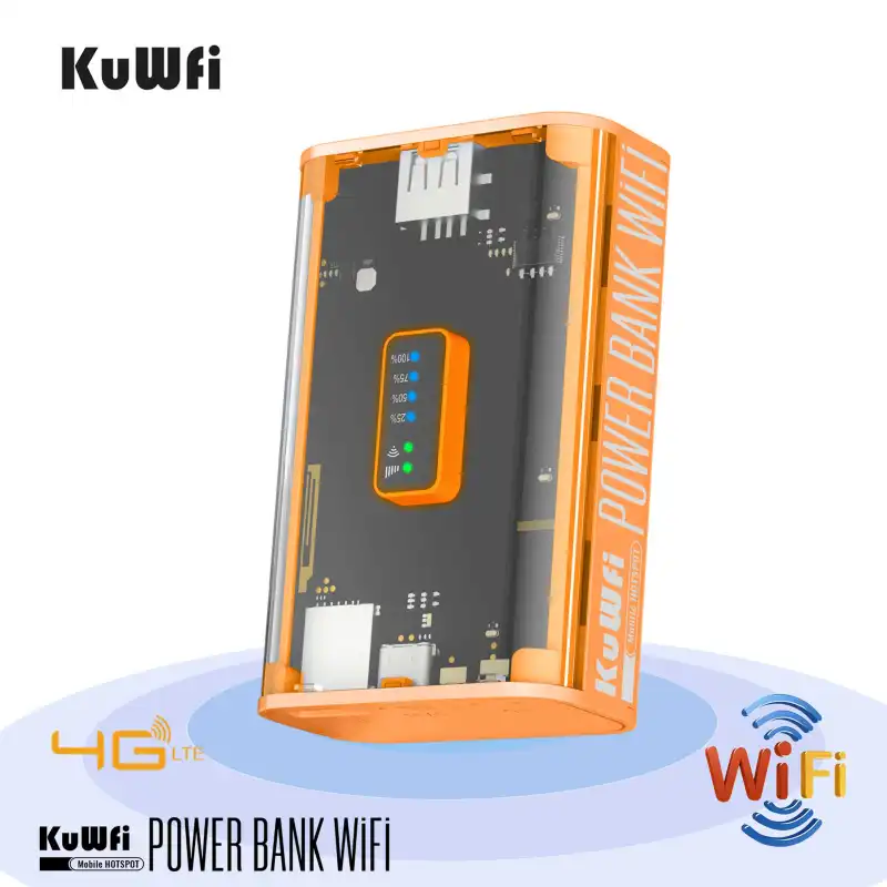 KuWFi 5200mAh 4G Mobile Router 150Mbps Proteble Travel LTE Router WiFi Hotspot with USB Output Type-C Charge SIM Card Slot