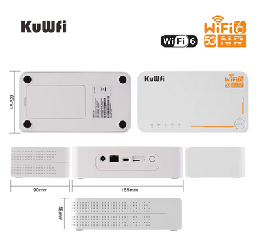 KuWfi 5G Wifi Router with Sim Card Slot AX3600 WiFi 6 CPE Router Indoor Outdoor 4000mAh Wifi Hotspot Support ESIM 32 Users