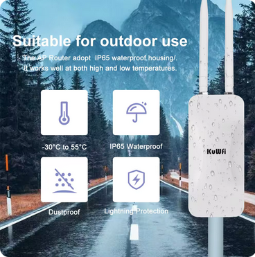 KuWFi High Power AC1200 Outdoor Wireless Wifi Repeater AP Router 1200Mbps Dual Dand 2.4G 5Ghz Long Range WiFi Coverage