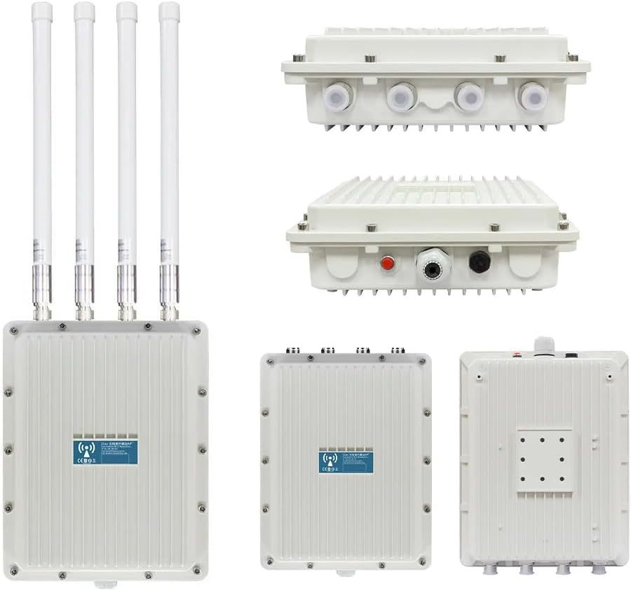 KuWFi 1800Mbps Outdoor Wireless Access Point 2.4G&5.8G WiFi Coverage Signal Booster with Gigabit RJ45 Access Point Base Station 160+ Users with repeater/ap/router mode