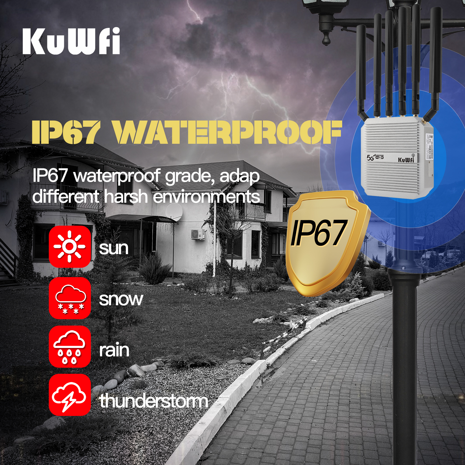 KuWFi 3000Mbps high speed port wireless 5g cpe wifi6 router NSA/SA metal case outdoor 5G wifi router with 2 sim card slot