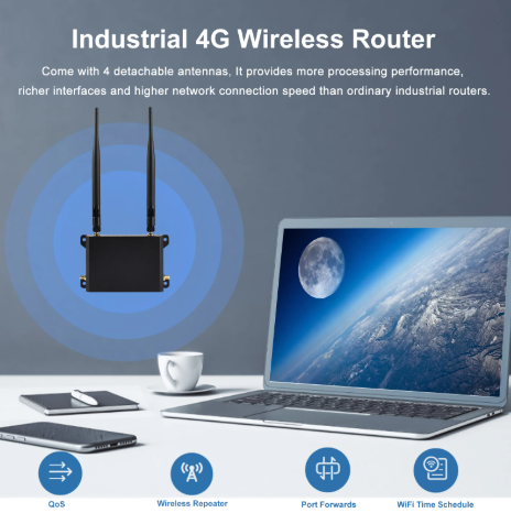KuWFi CAT4 4G LTE Modem 300Mbps 2.4Ghz WiFi Router 4x Detachable Antennas WAN LAN Ethernet Port AP Repeater Mode SIM Card Slot