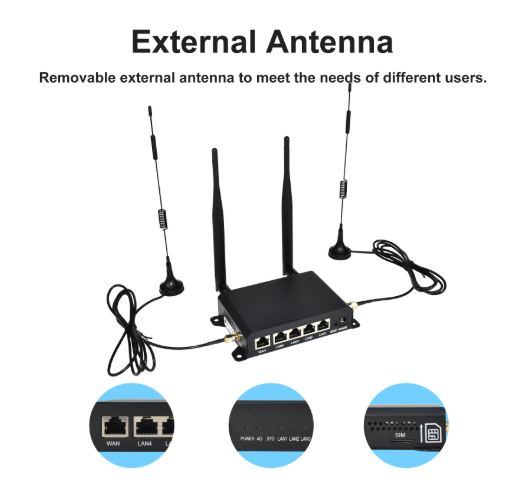 KuWFi CAT4 4G LTE Modem 300Mbps 2.4Ghz WiFi Router 4x Detachable Antennas WAN LAN Ethernet Port AP Repeater Mode SIM Card Slot