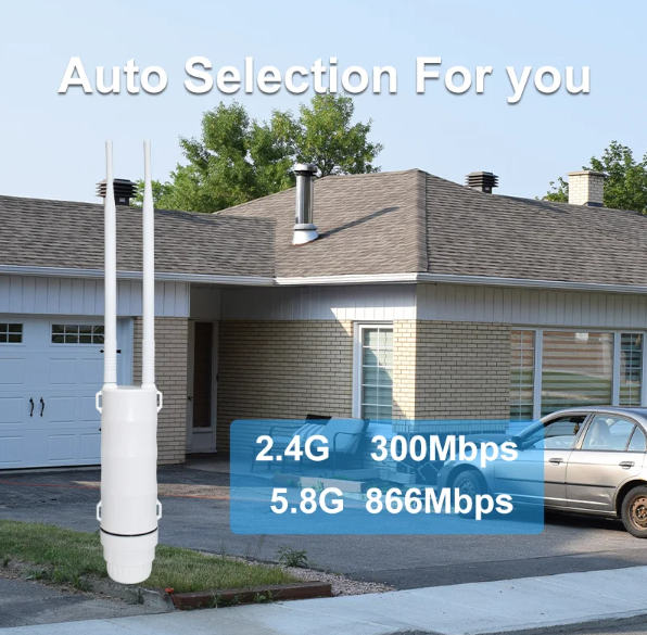 KuWFi AC1200 Outdoor AP Router 1200Mbps 2.4G 5GHz Dual Band Wireless Wifi Repeater Gigabit Port High Power Detachable Antennas