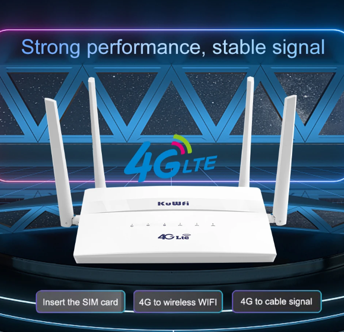 KuWFi 4G LTE Router Cat4 Wireless WiFi Router 4G SIM Wifi Router 2.4G 5.8G Dual Band 750Mbps Roteador LAN WAN Support 32 Users
