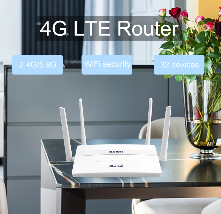 KuWFi 4G LTE Router Cat4 Wireless WiFi Router 4G SIM Wifi Router 2.4G 5.8G Dual Band 750Mbps Roteador LAN WAN Support 32 Users