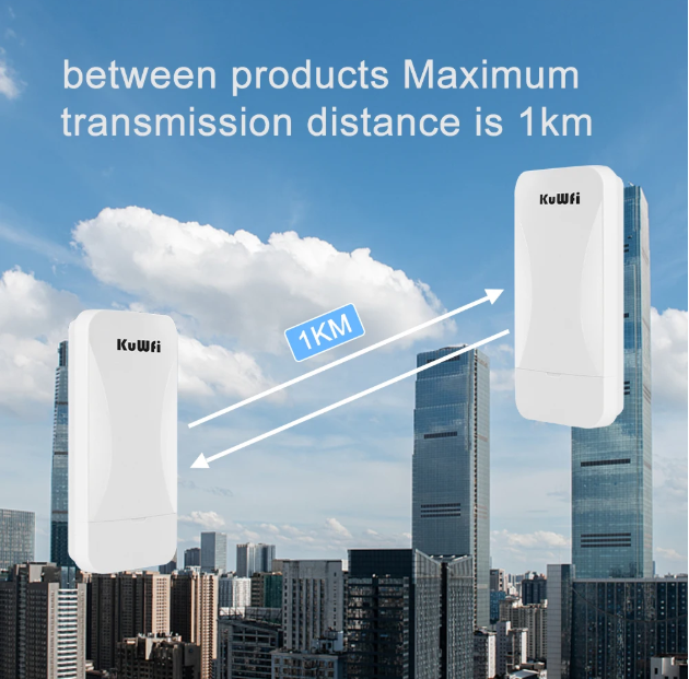 KuWfi 300Mbps Outdoor Wireless Bridge 2.4G Wi-fi Signal PTP PTMP Long Range Extend AP Repeater with WAN LAN Port Support 24V POE
