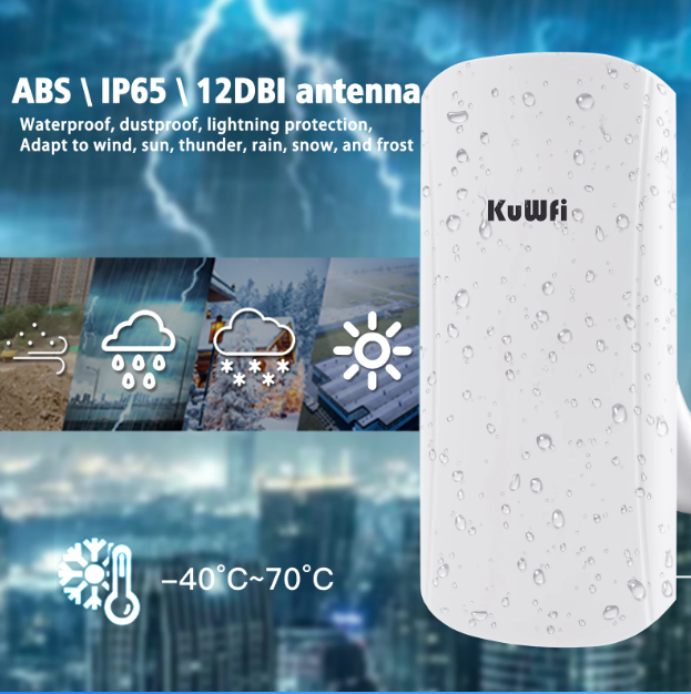 KuWfi 5.8G 450Mbps Outdoor CPE Bridge 1-2KM Long Range Access Point Wifi Repeater 12dbi Antenna Wifi Signal Amplifier 24V POE