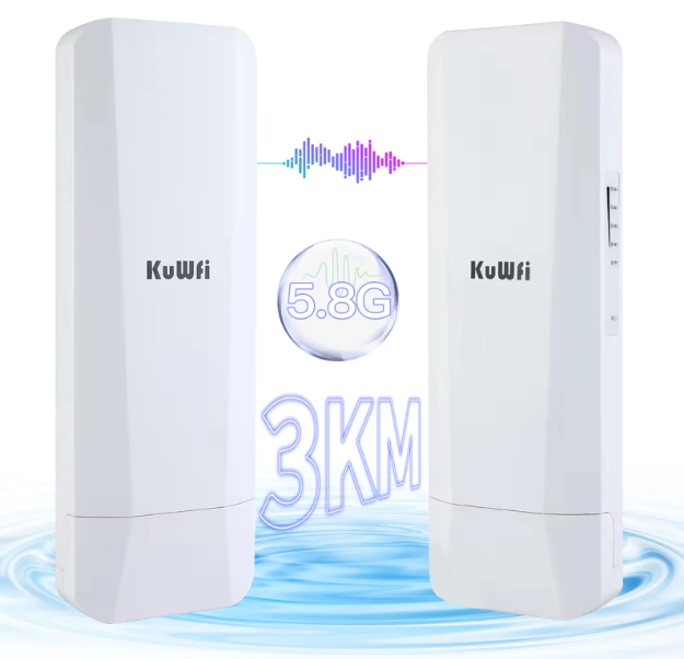 KuWFi 5.8Ghz Outdoor CPE Bridge 450Mbps Wireless WiFi AP Repeater Mode WiFi Coverage Point to Point Up to 3KM 14dBi Antenna IP65