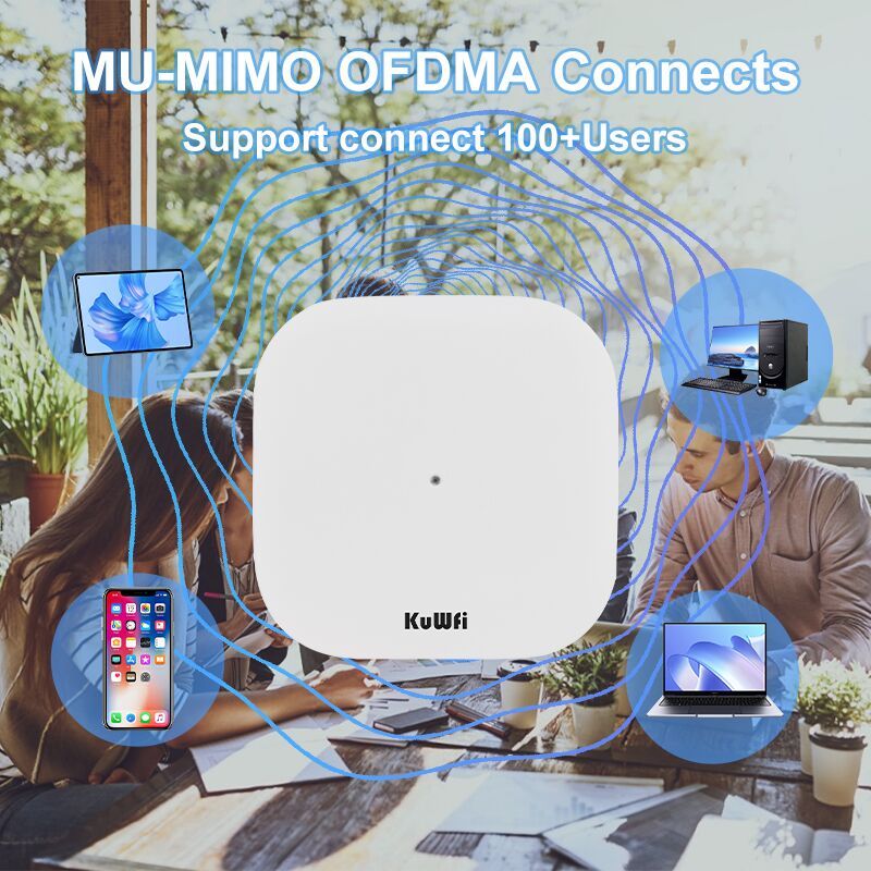KuWFi 1800Mbps WiFi 6 Wireless Ceiling AP Dual Band 2.4G&5.8G 11AX WiFi Range Extender Router Access Point Gigabit LAN 48V POE