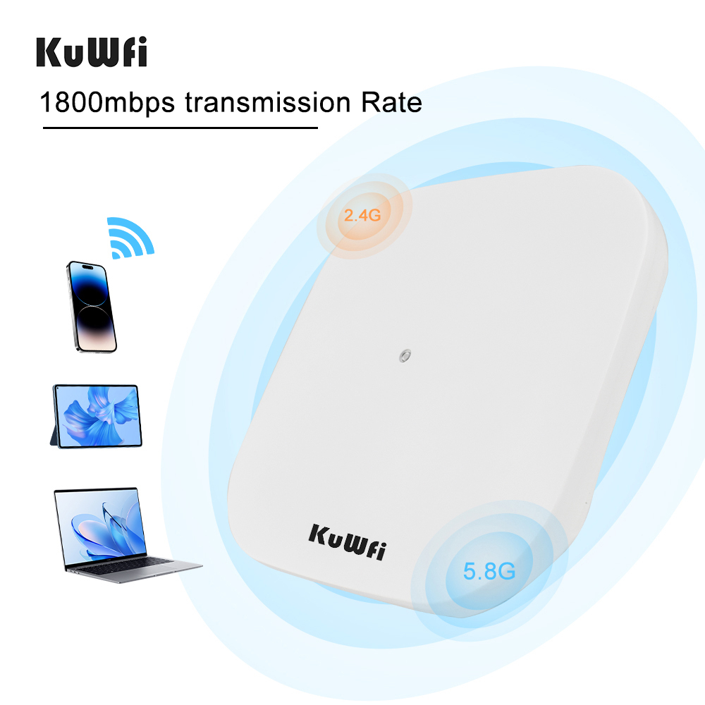 KuWFi 1800Mbps WiFi 6 Wireless Ceiling AP Dual Band 2.4G&5.8G 11AX WiFi Range Extender Router Access Point Gigabit LAN 48V POE
