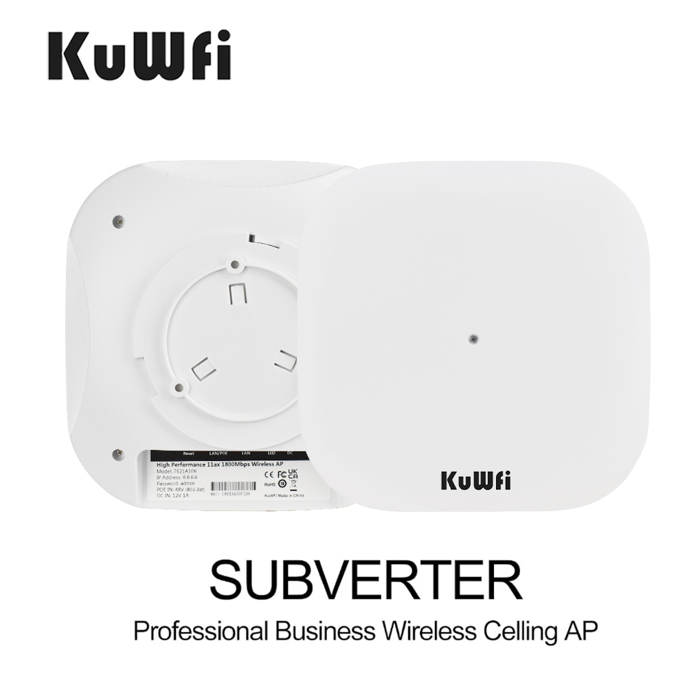 KuWFi 1800Mbps WiFi 6 Wireless Ceiling AP Dual Band 2.4G&5.8G 11AX WiFi Range Extender Router Access Point Gigabit LAN 48V POE