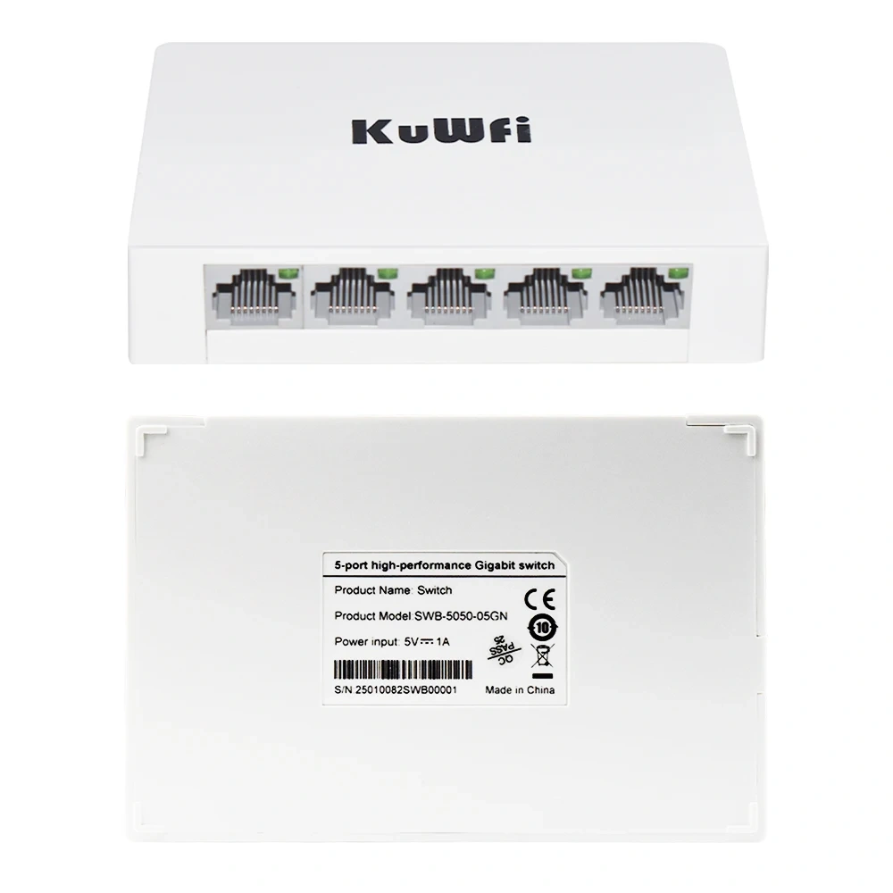 KuWFi 5/8 Port Desktop Network Switch 10/100/1000Mbps Gigabit Ethernet Switch Fast RJ45 Port Auto MDI/MDIX for PC Camera Router
