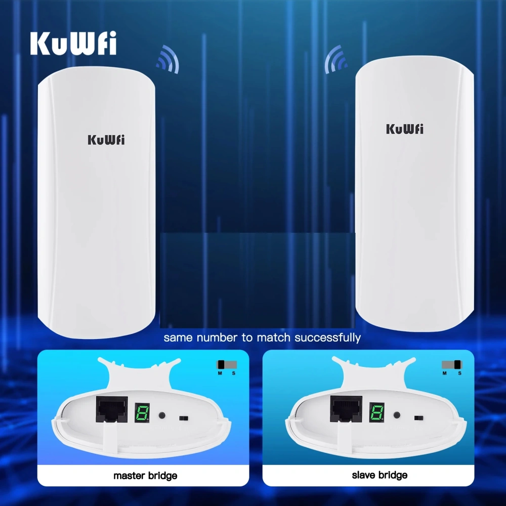 KuWfi 5.8G 450Mbps Outdoor CPE Bridge 1-2KM Long Range Access Point Wifi Repeater 12dbi Antenna Wifi Signal Amplifier 24V POE