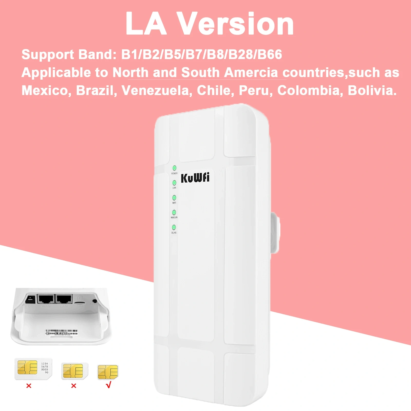 KuWFi CAT4 Outdoor 4G LTE Router 300Mbps 2.4Ghz Wireless Wi-Fi Router with 24V POE Adapter WAN LAN Ethernet Port for IP Camera