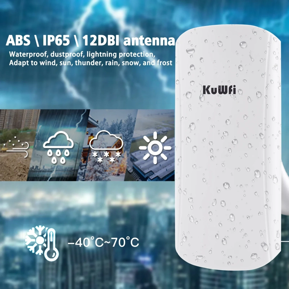 KuWfi 5.8G 450Mbps Outdoor CPE Bridge 1-2KM Long Range Access Point Wifi Repeater 12dbi Antenna Wifi Signal Amplifier 24V POE