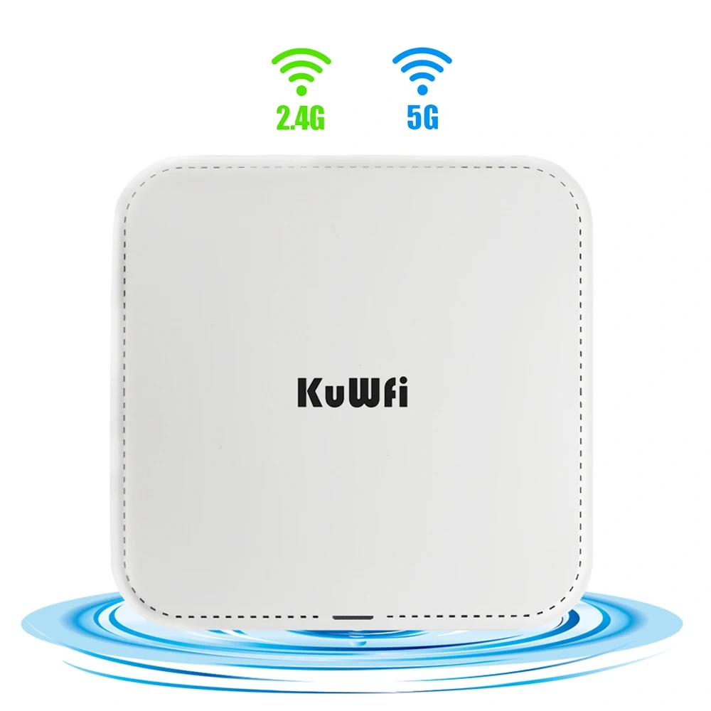 KKuWfi AX3000 Ceiling Wireless AP Router 2.4G 5G Dual Band Wifi 6 Gigabit Ethernet Port WiFi Access Point 48V POE 64 Users