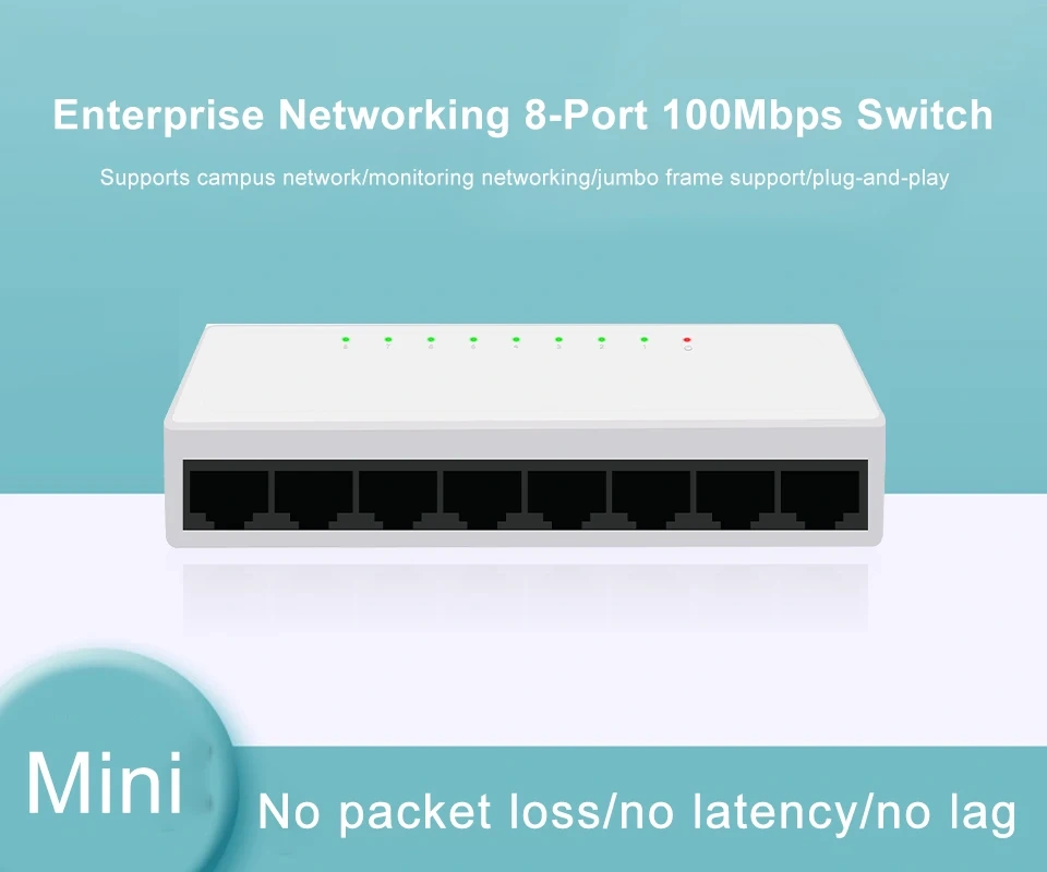 KuWFi 5/8 Port Desktop Network Switch 10/100Mbps Ethernet Switch Adapter Fast RJ45 Ethernet Switcher Switching Auto MDI/MDIX