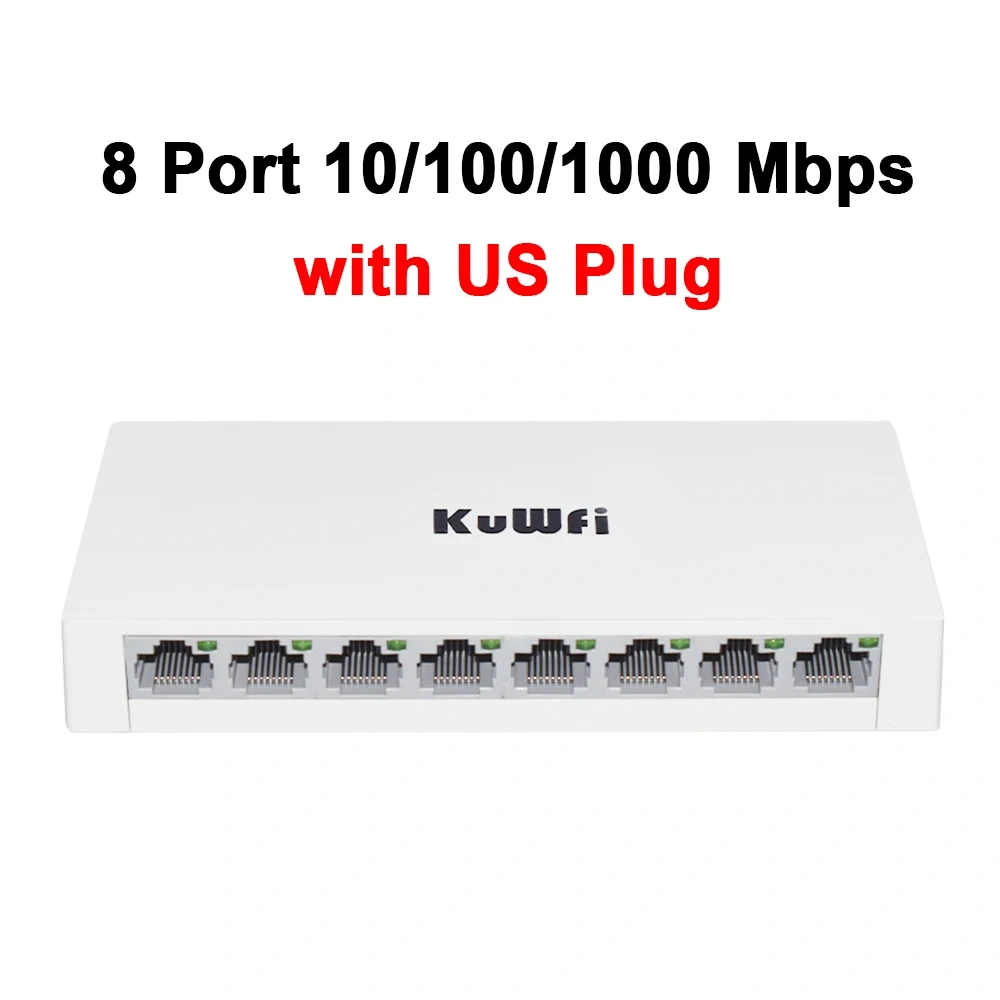 KuWFi 5/8 Port Desktop Network Switch 10/100/1000Mbps Gigabit Ethernet Switch Fast RJ45 Port Auto MDI/MDIX for PC Camera Router