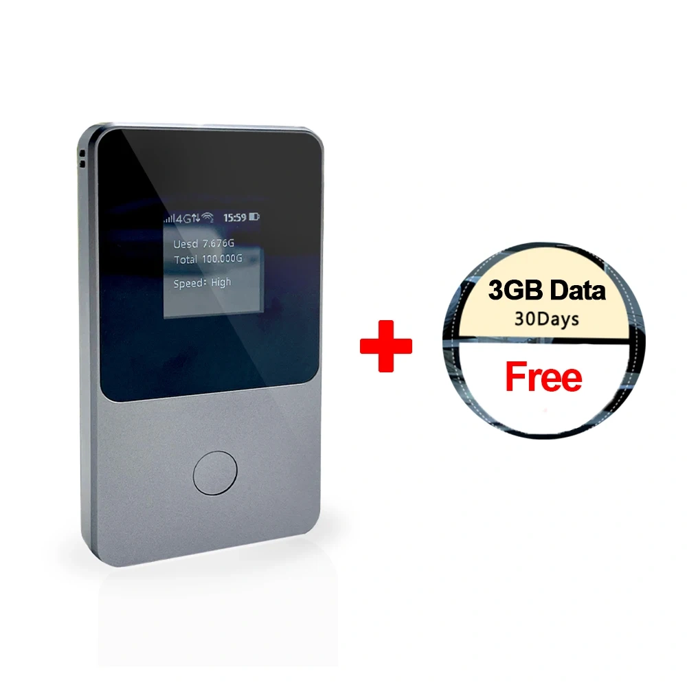 KuWfi 4G LTE Router 150Mbps WiFi Router 3500mAh Portable Travel Wifi Hotspot No Need SIM Card 3GB Data 30Day for 160+ Countries