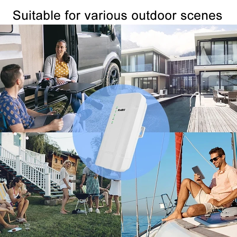 KuWFi CAT4 Outdoor 4G LTE Router 300Mbps 2.4Ghz Wireless Wi-Fi Router with 24V POE Adapter WAN LAN Ethernet Port for IP Camera