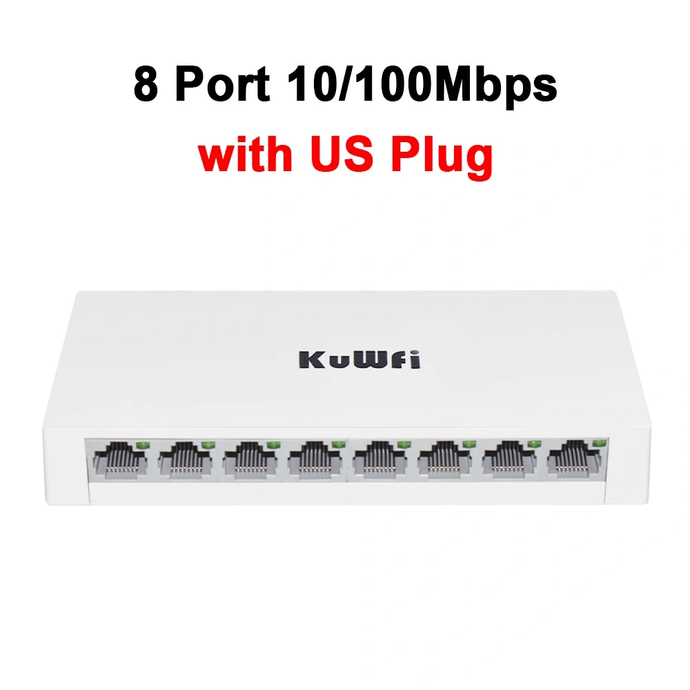 KuWFi 5/8 Port Desktop Network Switch 10/100/1000Mbps Gigabit Ethernet Switch Fast RJ45 Port Auto MDI/MDIX for PC Camera Router