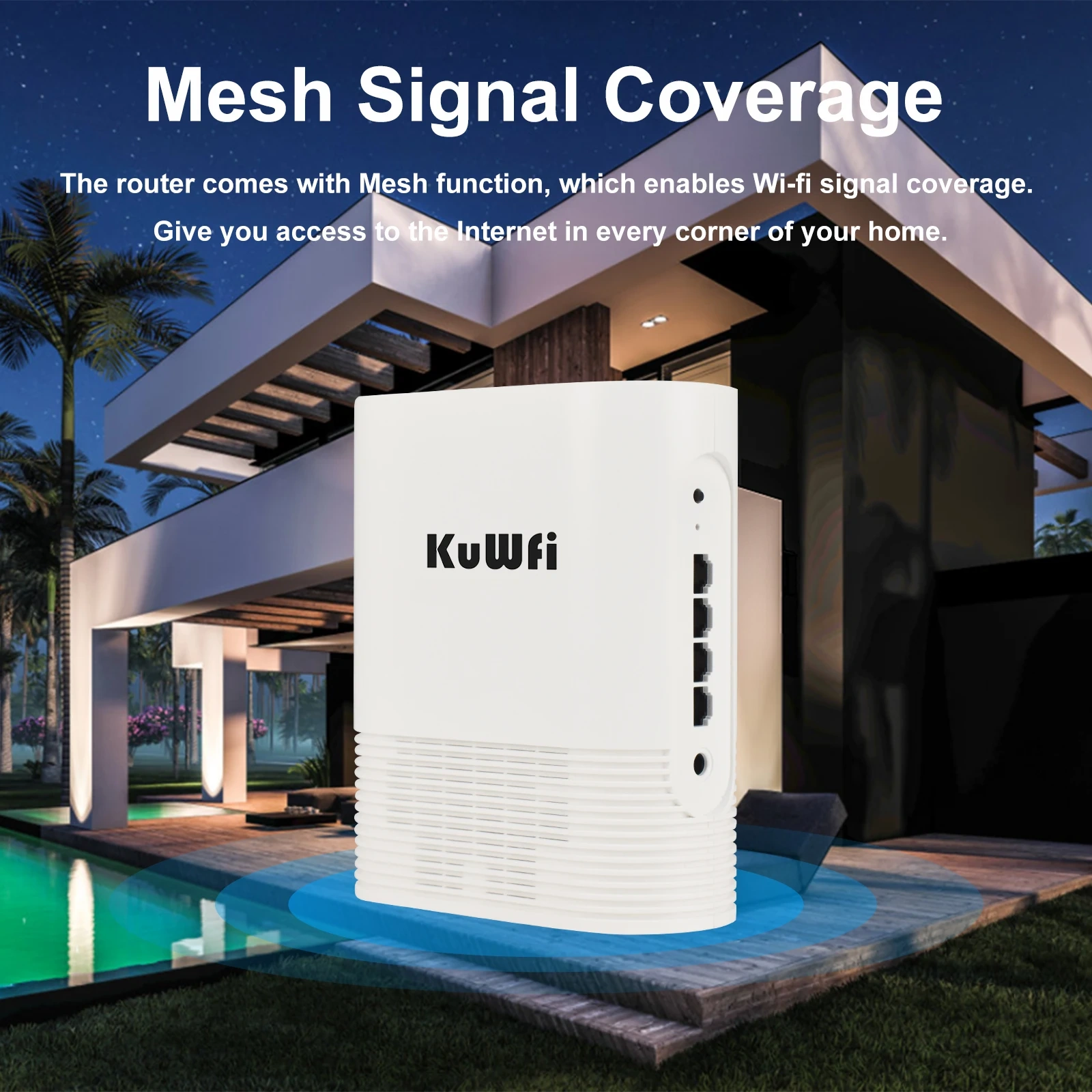 KuWFi 3000Mbps 2.4G 5.8G Dual Band Wireless Wi-Fi6 Router Gigabit WAN LAN Port Built-in WiFi Antenna Support VPN MESH 128 Users