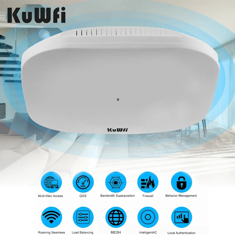 KuWfi AX3000 Ceiling AP Router 3000Mbps 2.4GHz 5GHz Dual Band Wifi6 Router Gigabit Ethernet WAN LAN Port Support 48V POE MESH
