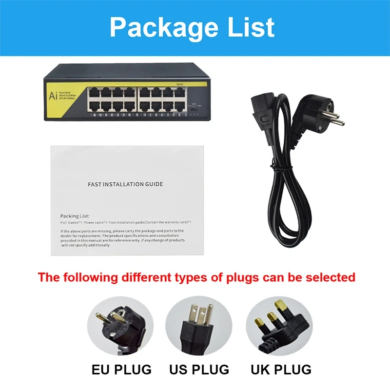 KuWfi 48V POE Switch 16 Port Network Siwtch Ethernet 10/100Mbps for IP Camera/Wireless AP/CCTV Cameras POE Switch IEEE802.3AT/AF