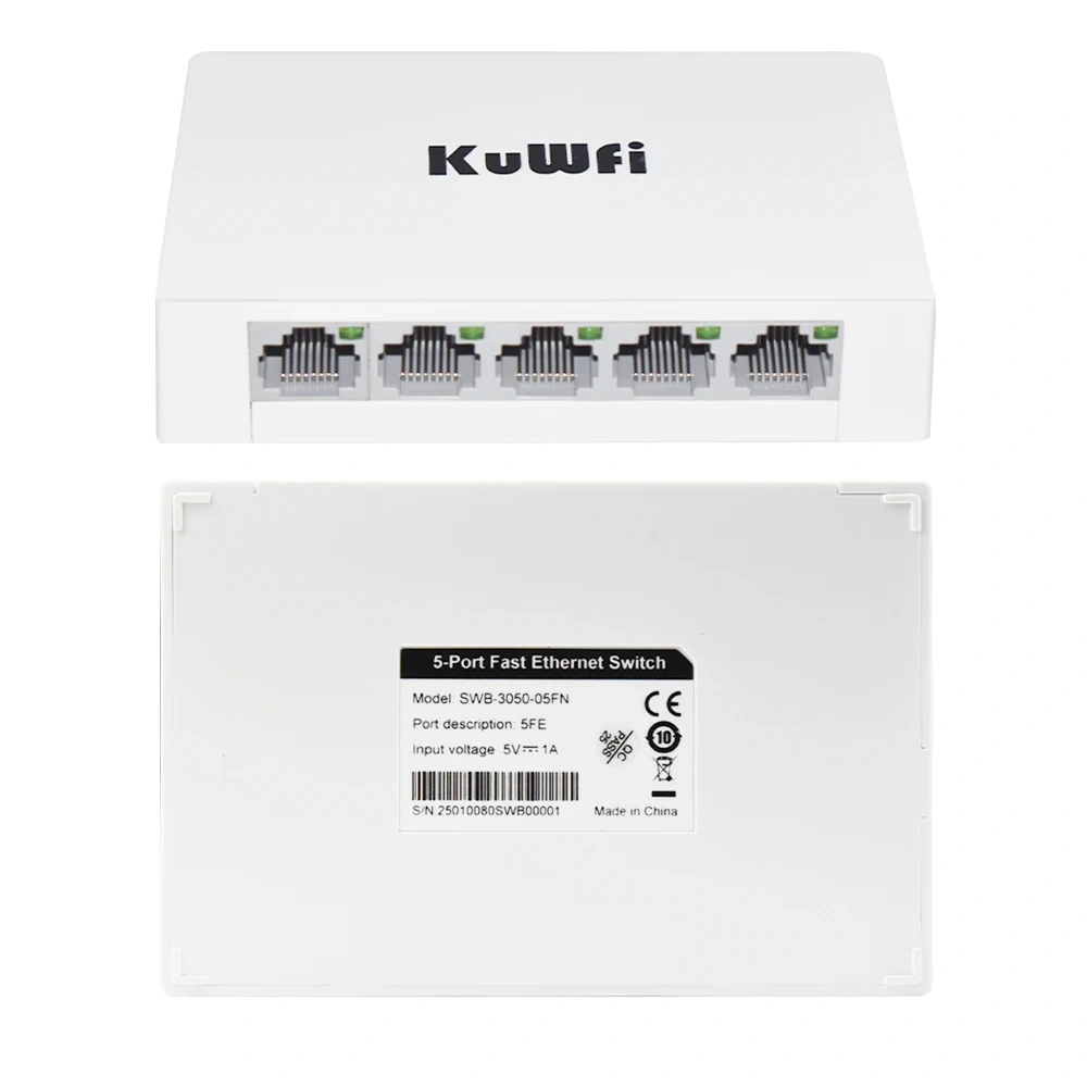 KuWFi 5/8 Port Desktop Network Switch 10/100/1000Mbps Gigabit Ethernet Switch Fast RJ45 Port Auto MDI/MDIX for PC Camera Router