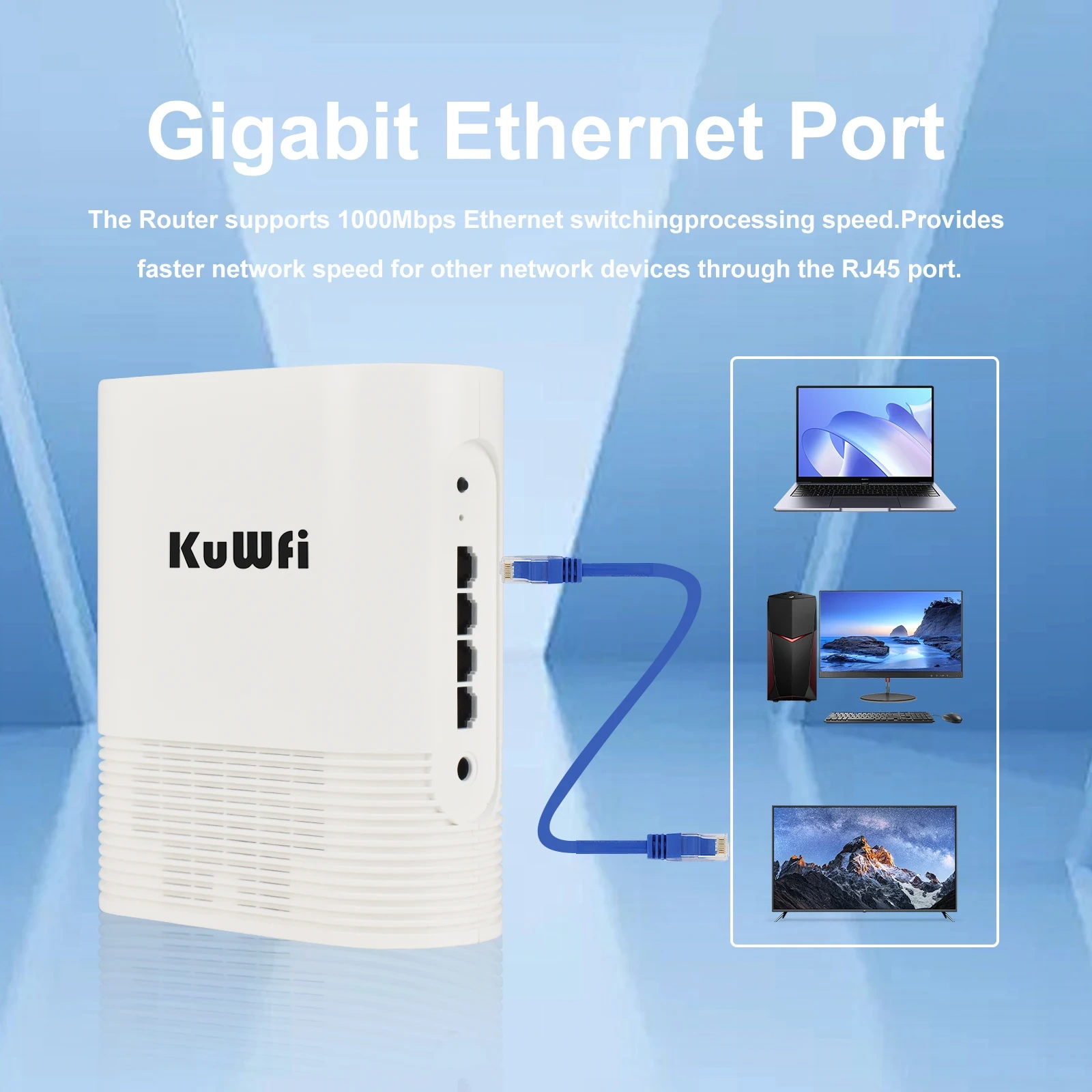 KuWFi 3000Mbps 2.4G 5.8G Dual Band Wireless Wi-Fi6 Router Gigabit WAN LAN Port Built-in WiFi Antenna Support VPN MESH 128 Users