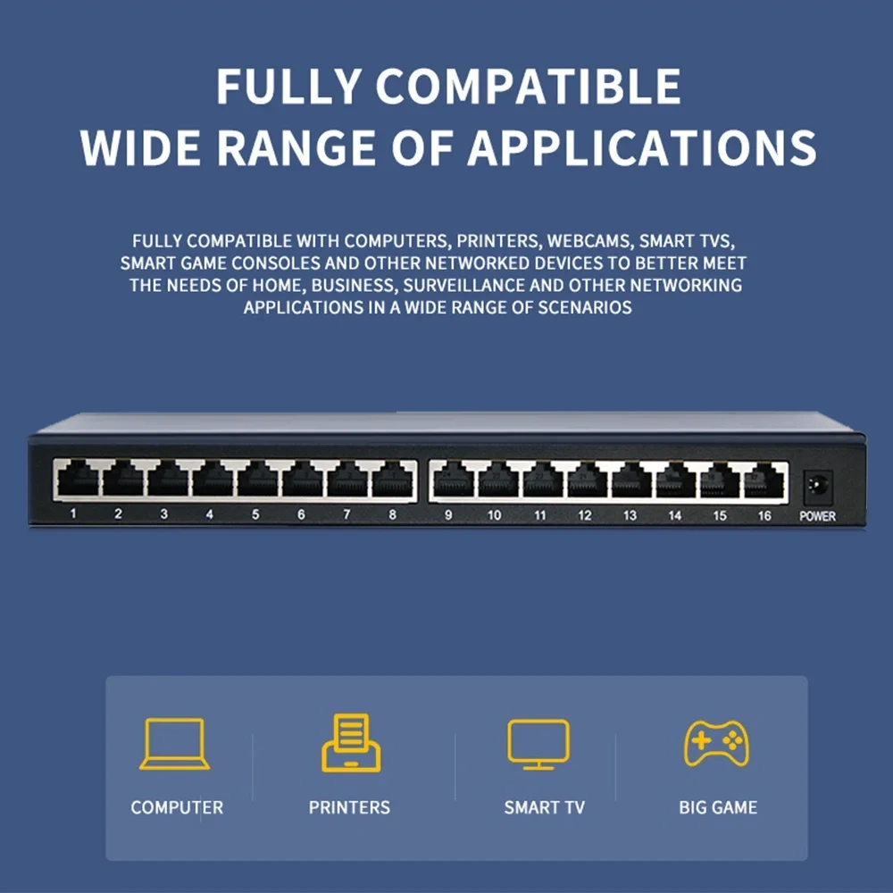 KuWFi Gigabit Network Switches Mini 5/8/10/16 Port 10/100/1000Mbps Fast Ethernet Network Switch Splitter for Office Home No PoE
