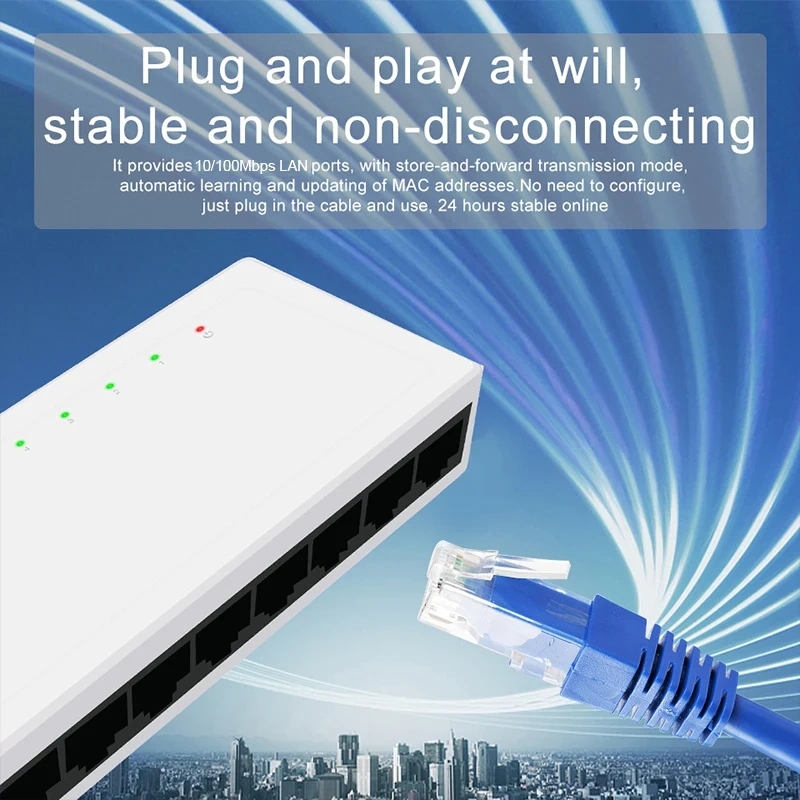 KuWFi 5/8 Port Desktop Network Switch 10/100Mbps Ethernet Switch Adapter Fast RJ45 Ethernet Switcher Switching Auto MDI/MDIX