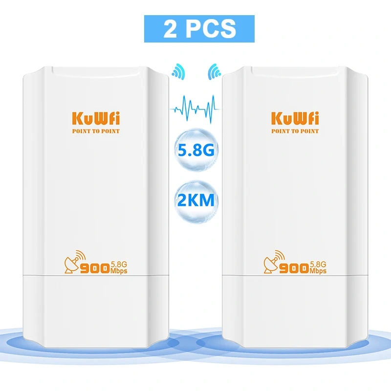 KuWFi 5.8G Outdoor CPE Bridge 900Mbps Wireless Bridge Wi-Fi Signal Amplifier PTP Long Range Extender IP65 Waterproof AP Repeater