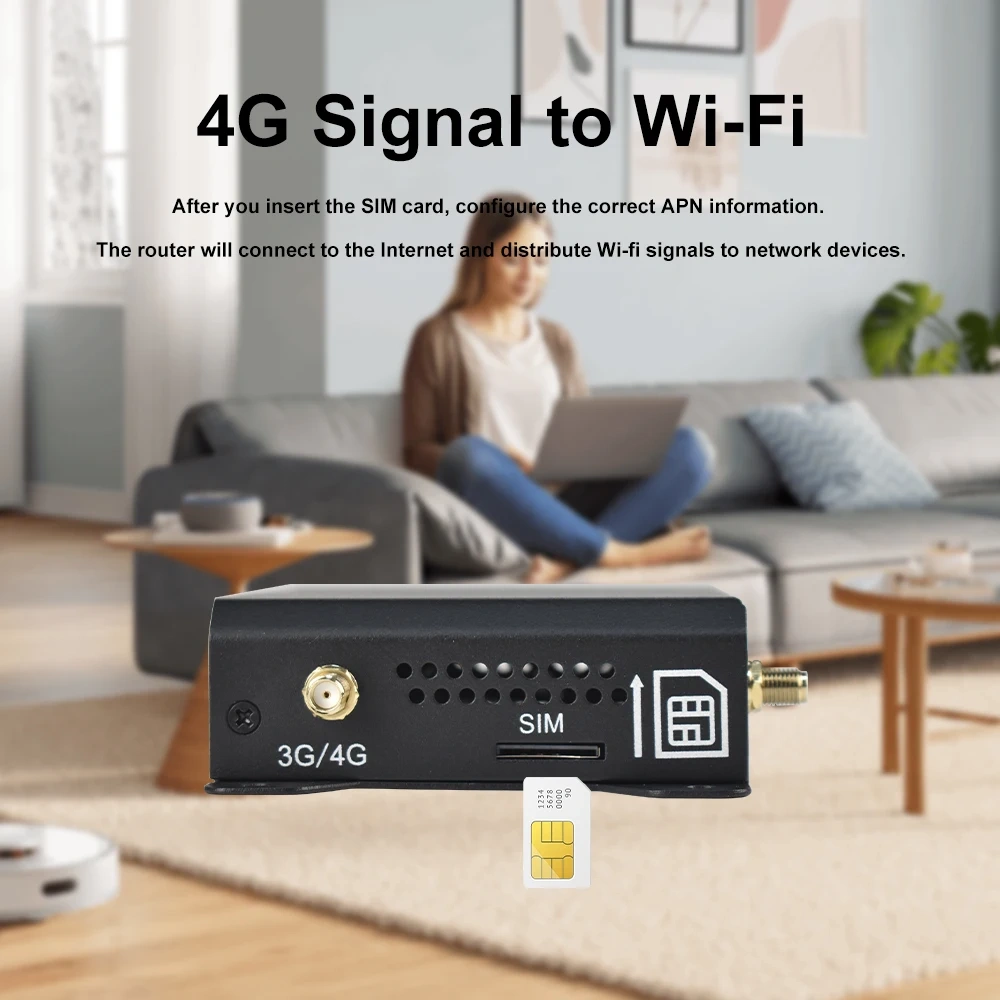 KuWFi CAT4 4G LTE Router 300Mbps 2.4Ghz Wireless WiFi Router wtih WAN 4x LAN Port AP Repeater Mode Detachable External Antennas