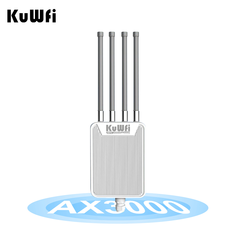 KuWFi High-Power Mesh WiFi 6 Outdoor Access Point AX3000 500m Range 2.4G/5.8G Dual Band IP67 AP for Farming Estates