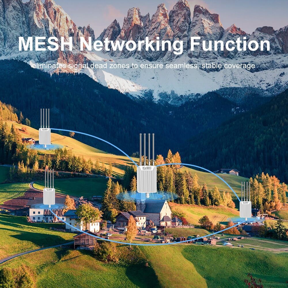 KuWFi High-Power Mesh WiFi 6 Outdoor Access Point AX3000 500m Range 2.4G/5.8G Dual Band IP67 AP for Farming Estates